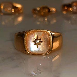 18k Gold Vermeil Rainbow Moonstone Ring